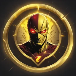 reverse flash logo animated inside a golden medalion