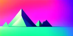 3d rendering. Abstract futuristic neon background. Fantastic landscape with glowing geometric triangular frame and mountains