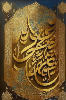 Painting, Arabic, Islamic, calligraphy, gold, inscriptions, decorations, peace be upon you, greeting