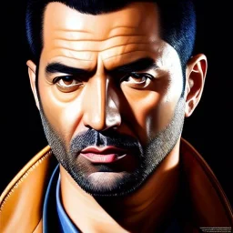 Ultra detailed fullbody Portrait in oil on canvas of Grand Theft auto,extremely detailed digital painting, extremely detailed face, crystal clear eyes, mystical colors ,perfectly centered image, perfect composition, rim light, beautiful lighting,masterpiece ,8k, stunning scene, raytracing, anatomically correct by Seung Eun Kim and simon bisley and Nagasawa Rosetsu.16k