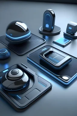 Illustrations of futuristic gadgets detail high quality