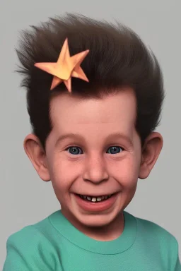 Cosmo kramer toddler, smile, full body, hyper realistic