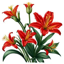 Western Red Lily illustration on white background