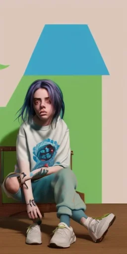 Billie Eilish, legs, photorealistic illustration, 4k