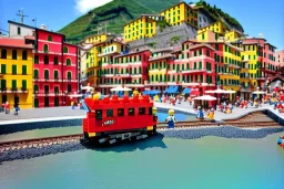 Lego Train in lego riomaggiore italy sea town lego