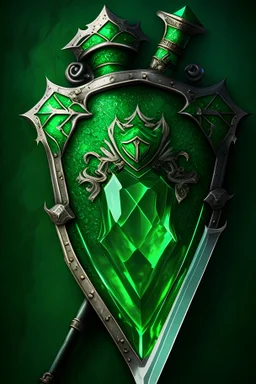 The crest for the Emerald Alliance is a green emerald gemstone with a sword piercing through it. This would represent the city of Emerald Bay and the adventurers who helped protect it.