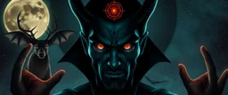 eyes of dracula bat hound reindeer yoga man with the jupiter as the pupils