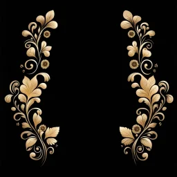 draw Russian patterns in the style of Khokhloma, Khokhloma with gold and black flowers