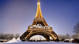 The Eiffel tower made of snow
