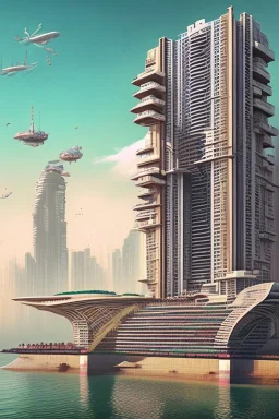 Modern futuristic Mumbai marine drive in 2100