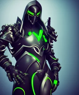 cyber ninja, black metal armor, futuristic suit, imperious, 8k resolution, overwatch, genji, color, vibrant