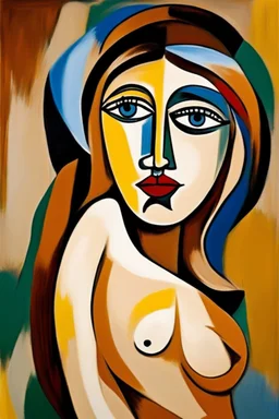 abstract paint pablo picasso nude woman, oil on table, face