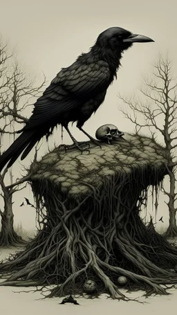 black vein, human veins, mixing together a lot of them, like a forest, big and small veins a lot of them, a crow standing on cow skull