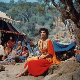 [Jason and the Argonauts (1963)] In the heart of a bustling Gypsy encampment Svetlanathe charismatic Gypsy Leader, sits beneath a brightly colored canopy. Her dark eyes, filled with wisdom and authority, scan the surrounding commotion. As the Gypsy Guide, Raul, approaches her with a determined stride, she senses his urgency and beckons him to join her.