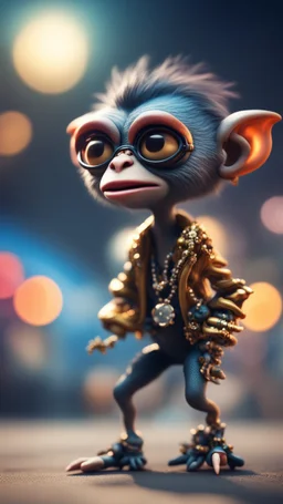 twisted rock star alien gremlin crow monkey rapper pimp actress in heaven,bokeh like f/0.8, tilt-shift lens 8k, high detail, smooth render, down-light, unreal engine, prize winning