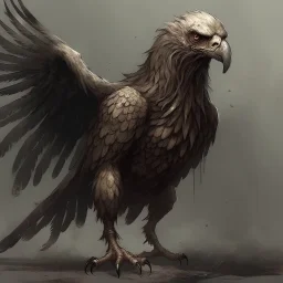 A terrible creature with an eagle's head and a human body