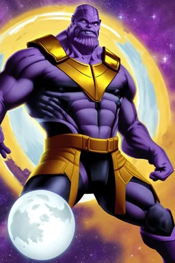 The mighty Thanos throwing the moon