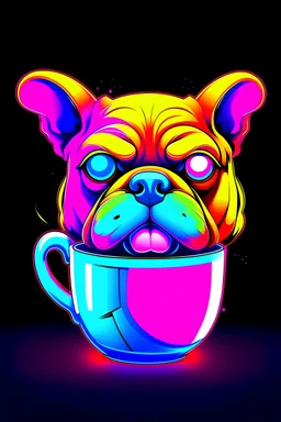 cartoon cup pfp character detailed humanoid neon bulldog