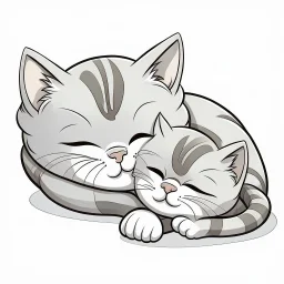 grey kittens sleeping cartoon