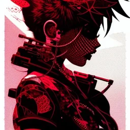 beautiful punk girl, hyper detailed, intricately detailed, illustration by <kilian eng> <Yoji Shinkawa>, darkred tones,