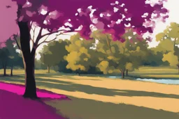 impressionism landscape in magenta, and toasted shadow color.