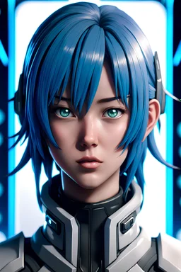 An anime portrait for science fiction, 8K resolution, high quality, ultra graphics, and detailed with lines.