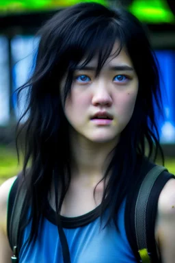 pretty girl, aged 15, black hair, dystopia, athletic, hunger games