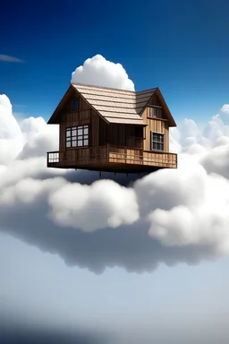 Schwebendes Haus auf wolken