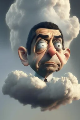 mr bean as a cloud, 4k, trending on artstation, depth of field, high detail, backlit