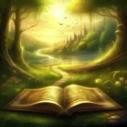 background paysage fantasy parchemin, book and nature