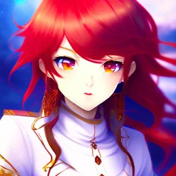 long red hair cute beatiful ritsuka fujimaru gudako soft face anime manga high quality upscaled shiny Fate Grand Order