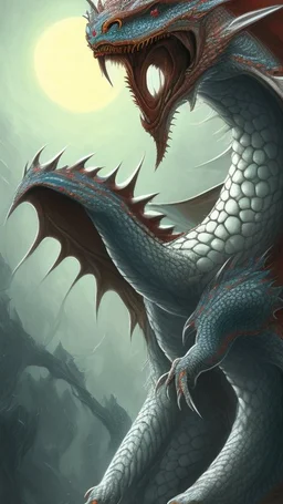 Un dra a cinq têtes de couleurs différentes