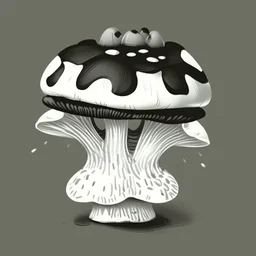 mushroom, black and white, cartoon, drawing, cute, creature, simple, mouth