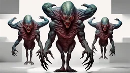 hyperreal mutant four mouths six hands giant cosmic monster