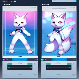  a fox fursona, well drawn, 8k, high quality, realistic, masterfully drawn, fur, furry, fursona reference sheet, in frame, full body portrait, anthropomorphic, screen for a face, cyberpunk, backlighting, soft coloring, pastel coloring