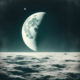[vintage style noisy scratches glitches, Shot the texture and then rewound the film and double exposed]Flight to the moon