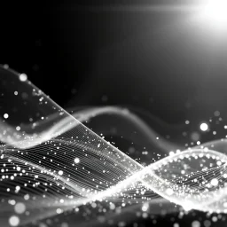 bright abstract particles waves length sonic capacit black and white