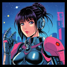 retro anime style, serious 1990s OVA anime style,Best quality, masterpiece, ultra high definition,Highly detailed 1 girl, retro anime style, full color, dark serious 1980s, robot, moebius artist, cybernetic arms, ghost in the shell