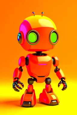 Orange robot , animated .