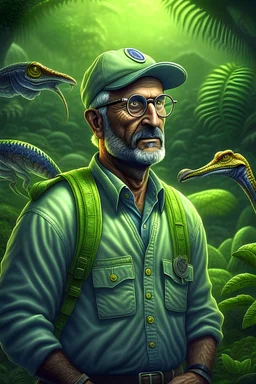 A realistic DIGITAL ART of a biologist man.