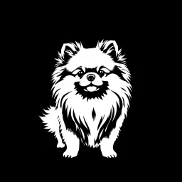 silhouette of a pomeranian , black on white vector
