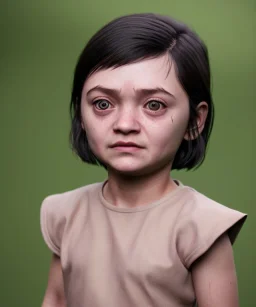 Arya stark toddler, full body, soft skin, dramatic lighting, hyper realistic