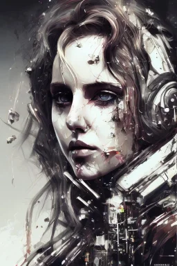 Danish singer MØ face,Abstract Yoji Shinkawa,cyberpunk,