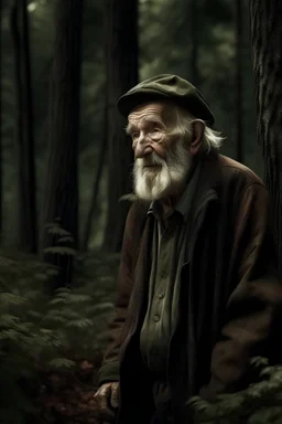 Anciano en un bosque