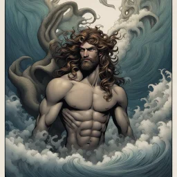 Triton: Messenger of the sea, son of Poseidon and Amphitrite. fully clothed