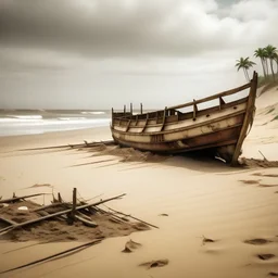 barco naufragado praia vazia