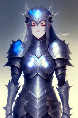 Goblin slayer, female knight, of the rolling plains, full body, dark azure, wlop genre paintings, serene face, realistic depiction of light, blue light --seed 5 --ar 9:16