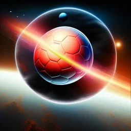 soccer ball Outerspace black, earth orbit, volcano and stars