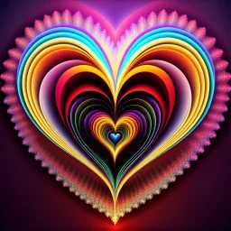 beautiful mockap graphic sifi ,colorful ,artistic, math,nice 3d fractal recursive art with love heart symbole