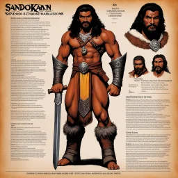 character concept sheet with AD&D statistics and characteristics, [photo from the TV series Sandokan (1976)] The Barbanger is a mix between a barbarian and a range, a blooming great sword in one hand and a foaming mug of ale in the other